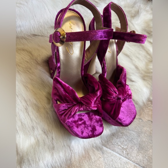 Circus Sam Edelman audrea sculpted platform heel dark matrix magenta velvet - Picture 11 of 14